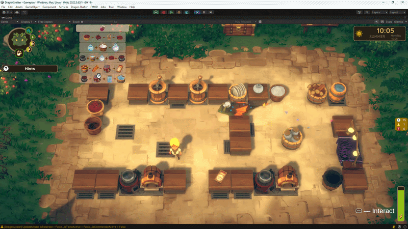 The earth dragon, model and animations exported, settling into the kitchen.