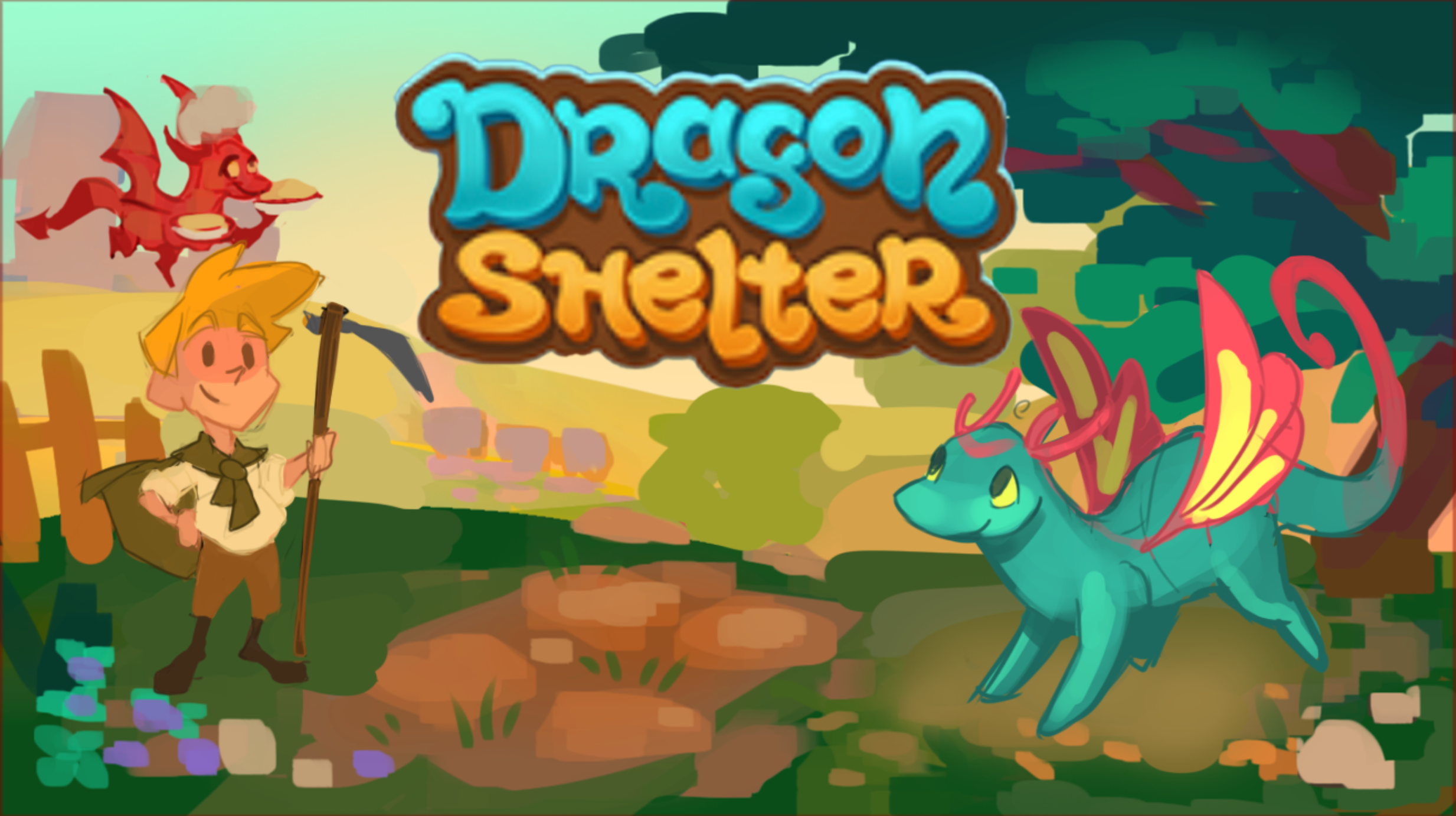 Dragon Shelter key art in progress, capturing the mood of the sanctuary.