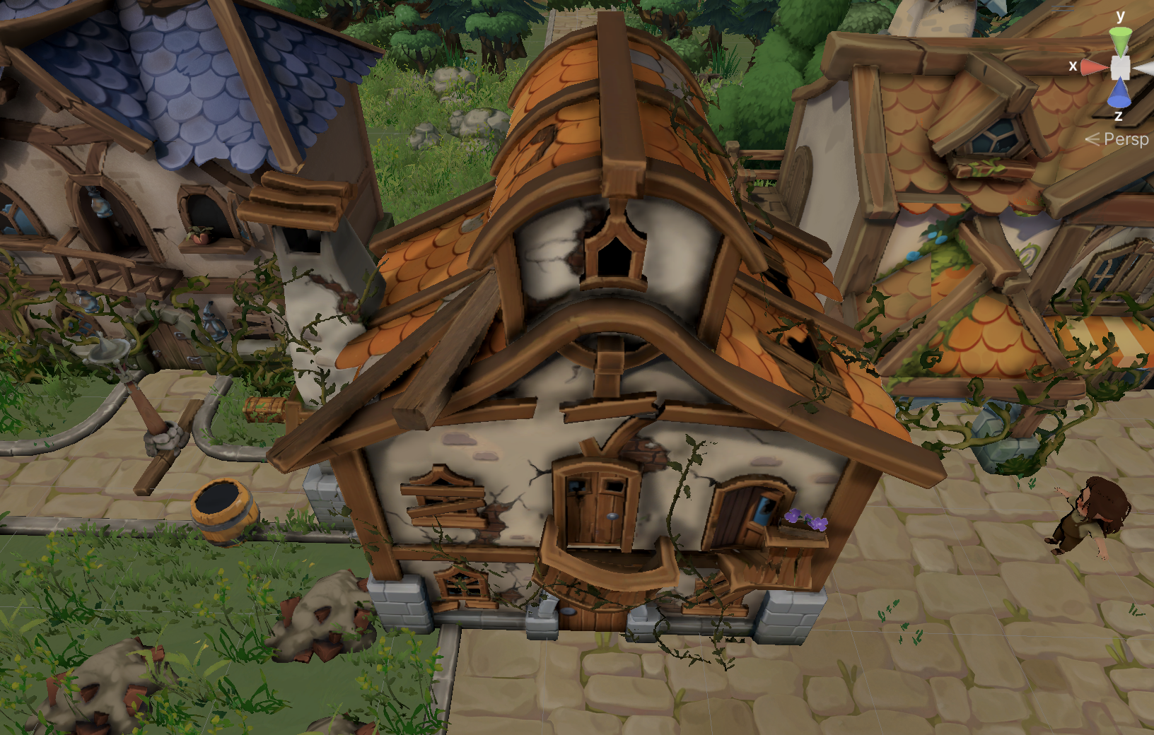 Another reworked house — cleaner silhouette and warmer detail in the project's style.