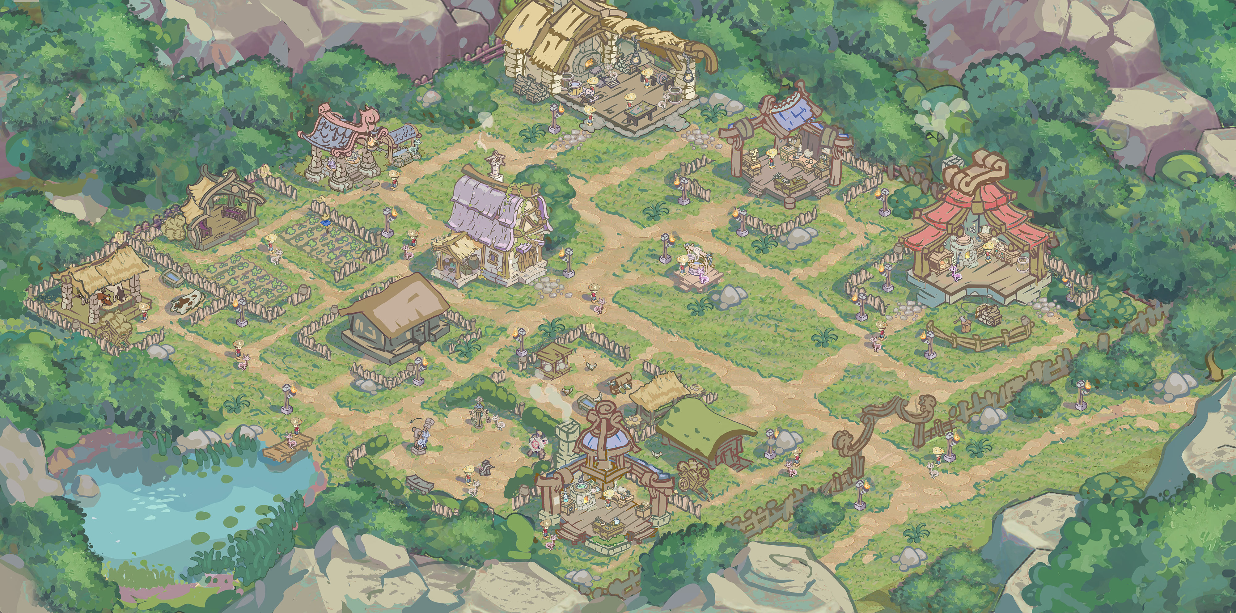 Painted village layout