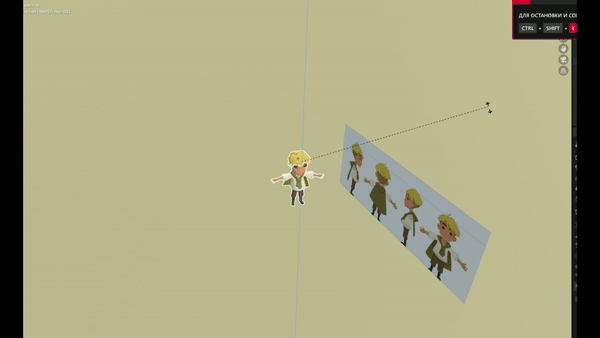 Dragon Shelter main character built in 3D next to the 2D reference sprite sheet used to match proportions.