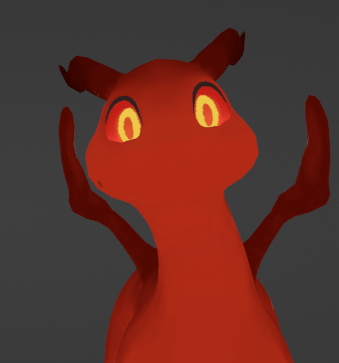 Close-up sculpt of a red Dragon Shelter dragon, blocking out the head, horns and glowing-eye silhouette.