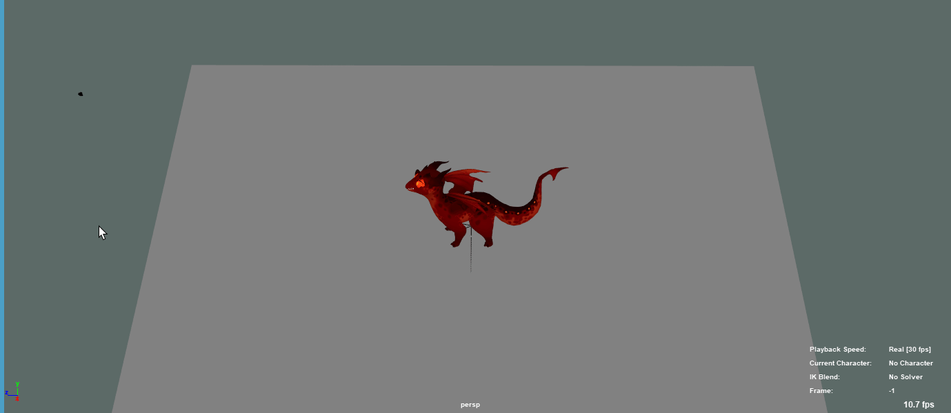 Textured fire dragon model animated in Maya, refining the eating action for Dragon Shelter.