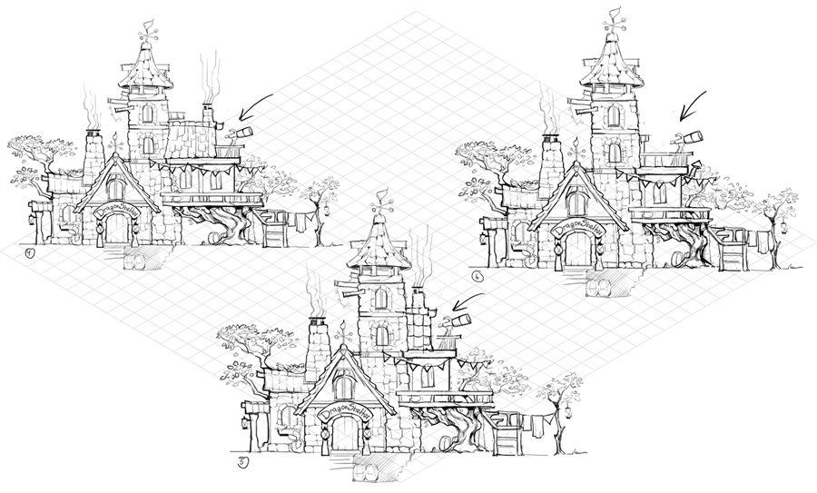 town buildings, first line pass