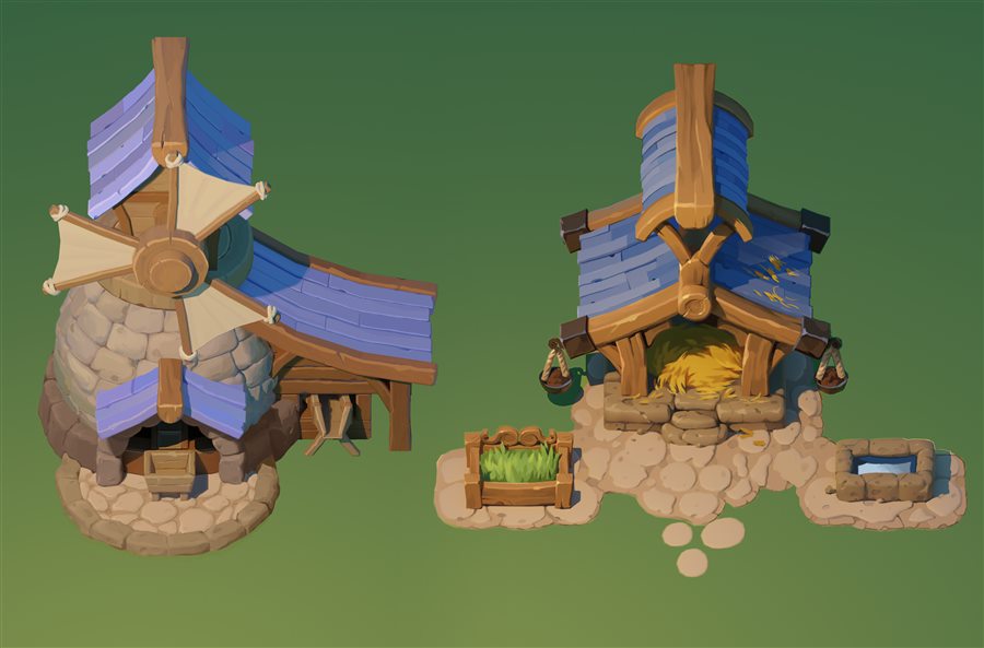 windmill and oven, side by side