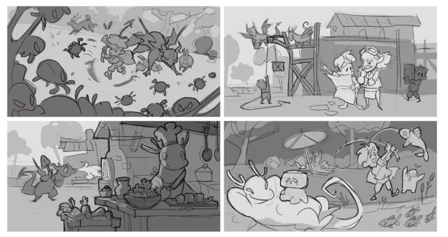 process: rough sketches, exploring the idea