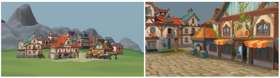 process: 3D blockout, then painted by hand