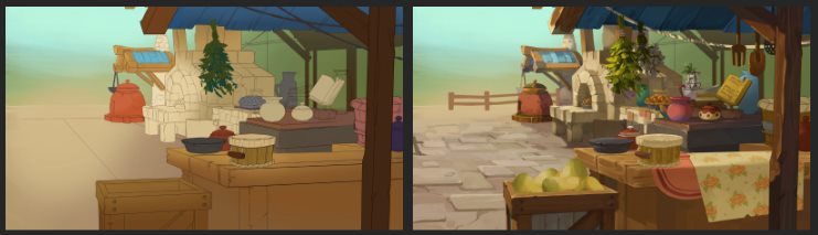 process: rendering, building up light and form